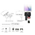 OTG/TF/SD Smart Card Reader Adapter with Micro USB Charge Port Multi-functional HUB Docking Station(Black Color). 