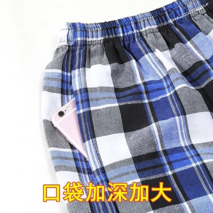 Cotton%20Summer%20Beach%20Pants%20Loose%20Casual%20Knee%20Length%20plus%20Size%20Pajama%20Pants%20Plaid%20Shorts%20Quick-Drying%20Large%20Trunks%20Home%20Wear-Resistant%20-%20Image%207