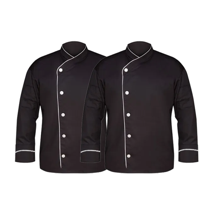 Professional Black Chef Coat with White piping