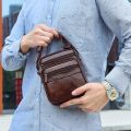 Multi-Compartment Horizontal and Vertical Messenger Bag Classic Men's Thin Casual Genuine Leather Shoulder Men's Full Leather Bag Business. 