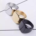 Titanium Hip Hop Stainless Steel Square Wide Ring for Men, Silver and Black, Sizes 8-11. 