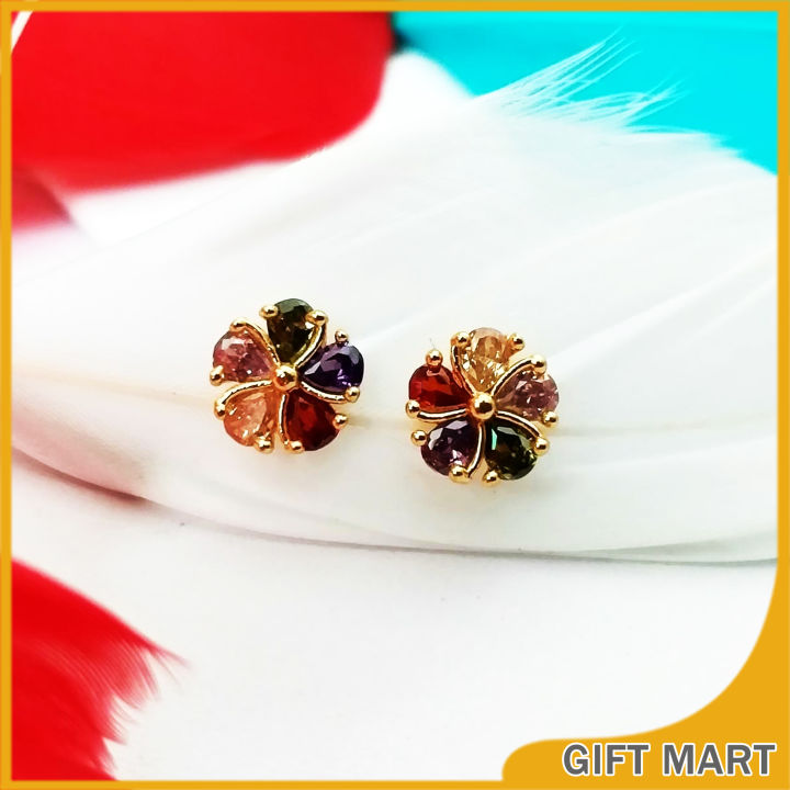 Gold Plated Guaranteed Stone Earrings For Women For Ladies Fashionable Multicolour