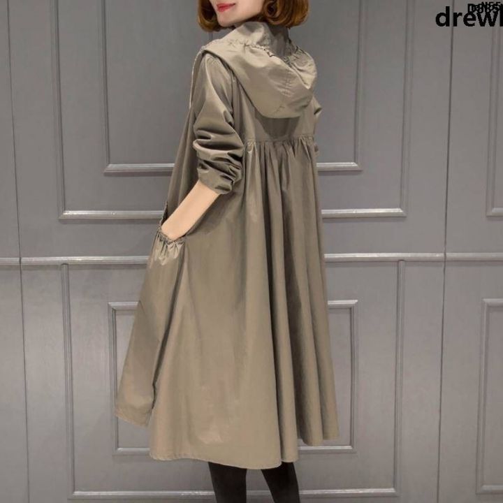 Clothing Slim Fit Thin 〕 Trench Coat Mid-Length Coat Spring and Autumn Hat Trendy Knee Female over Style { Wind Connection 〕 Raincoat 2019 Slimming Korean Style New ￣