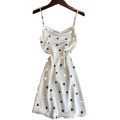 SYQ Printed erogenous Charming Sling Nightgown Women's Summer Sweet V-neck Ice Silk High-end Backless Pajamas Home Clothes. 