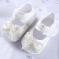 Newborn Baby Girl Pearl Floral Shoes Toddler Girl Booties Infant Baby Bowknot Crib Shoes Soft Sole Party Prewalker First Walkers. 