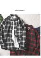 Yfashion Men Cotton Plaid Printing Shirt Fashionable Simple Large Size Casual Loose T-shirt Long Sleeves Cardigan Tops. 
