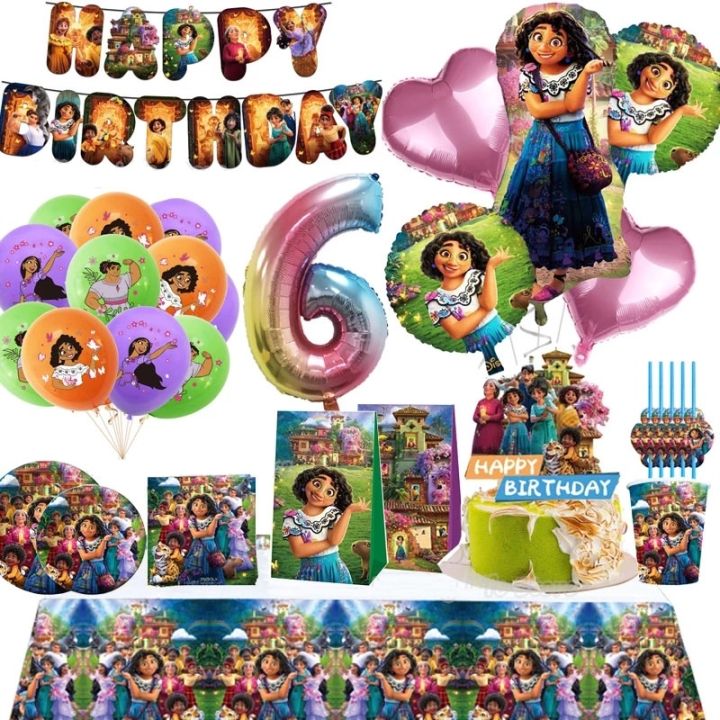 Disney Encanto Birthday Theme Party Supplies Paper Napkins Tablecloth Balloons Mirabel Baby Shower Girl Birthday Party Decor Madrigal