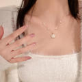Rose Flower Collarbone Chain White Rose Pendant Small Fresh Necklace Fashion Rose Necklace White Pearl Collarbone Chain. 