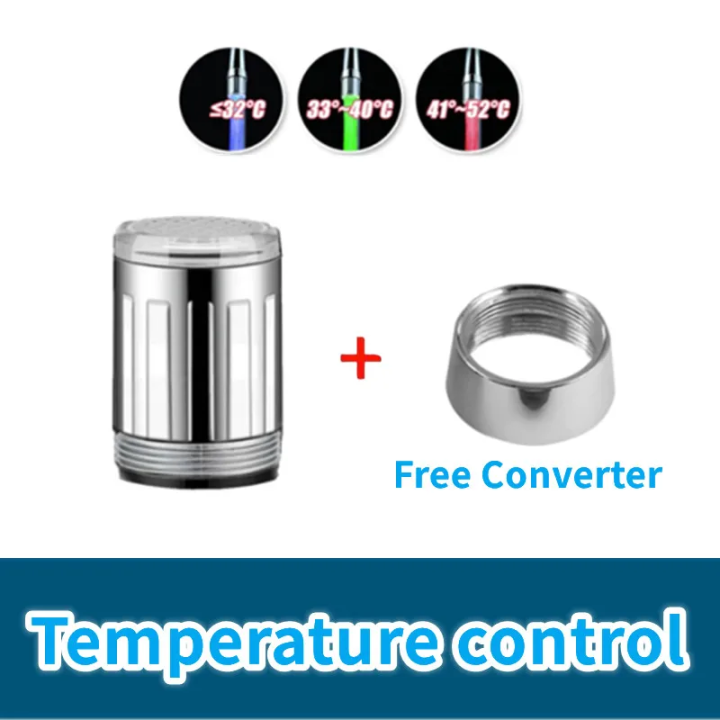 Led Water Faucet Color Changing Temperature Sensor Shower Tap Kitchen ...