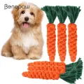 Benepaw Cotton Dog Rope Toy Eco-friendly Carrot-shaped Puppy Teething Toys For Boredom Training Indoor/Outdoor Pet Chew. 