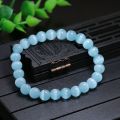 Natural Ocean Blue Cat Eye Stone Bracelet - 10mm. 