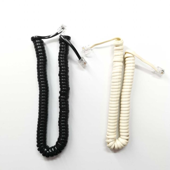 Black Or White Coiled Telephone Phone Handset Spiral Cord Cable 6ft RJ9 RJ10 4P4C Phone Receiver Spiral Cable 1.5m