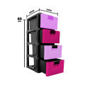 Drawer Set 4 in 1 Rattan Type (Emboss) baby drawer wardrobe cupboard storage multi color, blue, pink, Brown mix & Gray kids’ furniture. 