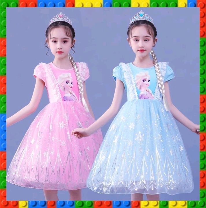 TOYSSAFARI Girls Beautiful Frozen Elsa Princess Dress With Free Cloak Baju Budak Perempuan ELSA DRESS Daraz.lk