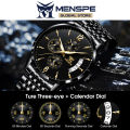 MENSPE Men's Quartz Watch True Three Eyes Wristwatch Waterproof Luminous Calendar Clocks Gifts High-grade Fashion True Eye Six Stitches Multi-functional Sports Waterproof Calendar Watch. 