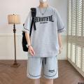 Boy -14 Junior High School Shorts Sports Suit for Teenagers and Students Handsome T T-shirt Years Old 1312 Short-sleeved summer clothes 15. 