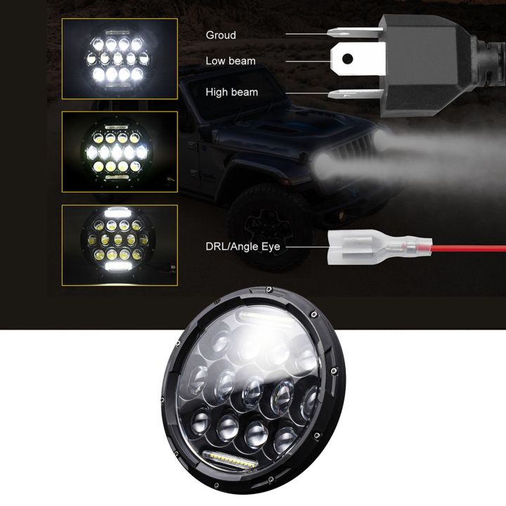 1%207Inch%20200W%206000K%20IP67%20Waterproof%20LED%20Headlight%20for%20Cars%20and%20Motorcycles,%20with%20DRL,%20High/Low%20Beams%20-%20Image%207