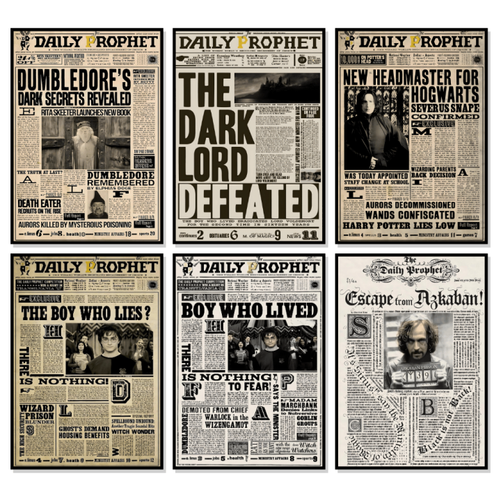 A3/A4%20Size%20Framed%20Wall%20posters%20Vintage%20Harry%20Potter%20Newspaper%20classic%20Wall%20decorations%20-%20Image%202