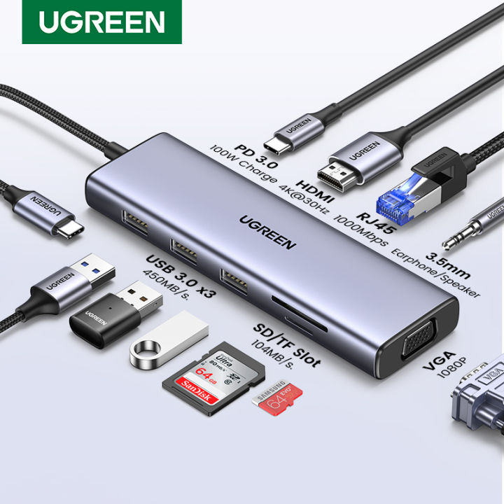 UGREEN%20USB%20C%20Hub,%2010-in-1%20USB-C%20Dongle%20Docking%20Station,%20with%204K%20HDMI%20VGA%20100W%20PD%203%20USB%203.0%20Ports%20SD%20TF%20Card%20Reader%20Adapter%20for%20MacBook%20Pro%20iPad%20-%20Image%202