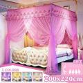 Luxury Mosquito Net Princess Canopy Bed Curtains 4 Corner 3 Side Openings Post Bed Curtain Canopy Netting Bedding No Bracket. 