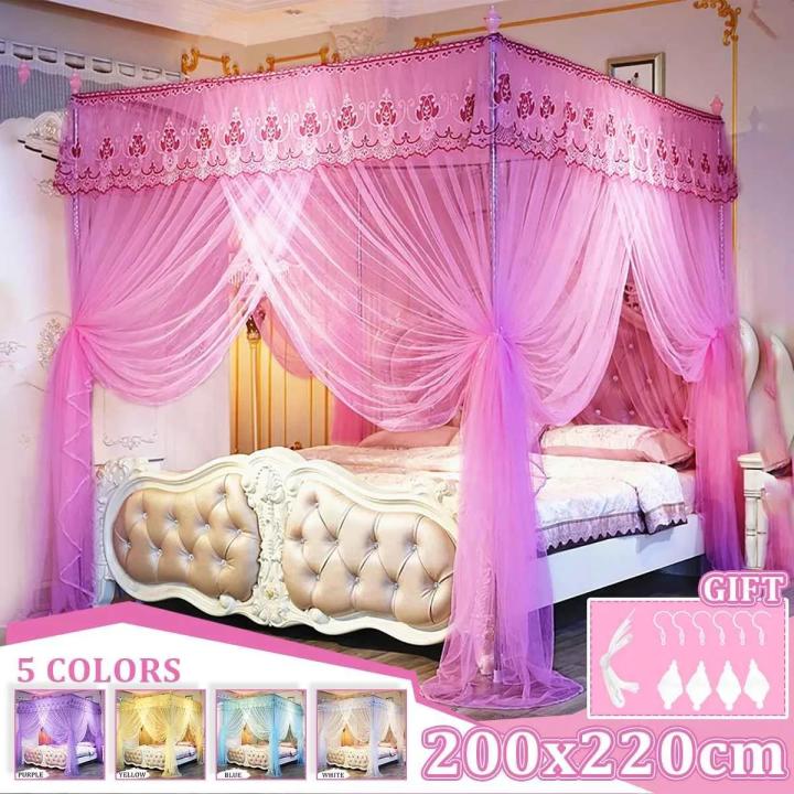 Luxury%20Mosquito%20Net%20Princess%20Canopy%20Bed%20Curtains%204%20Corner%203%20Side%20Openings%20Post%20Bed%20Curtain%20Canopy%20Netting%20Bedding%20No%20Bracket%20-%20Image%202