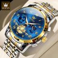 OLEVS Luxury Watch for Man Quartz Sports Men Watch Waterproof Luminous Stainless Steel Chronograph Men's Watches Clock Blue. 