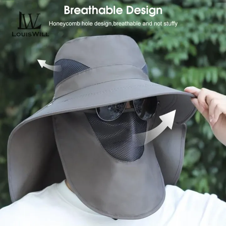 LouisWill%20Men's%20Sun%20Hat%20Fashion%20Fisherman%20Hat%20Summer%20Sun%20Protection%20Hat%20Outdoor%20Hiking%20Hat%20Anti-UV%20Hats%20Quick%20Dry%20Fisherman%20Cap%20Visor%20Hat%20With%20Removable%20Face%20Cover%20Windproof%20Strap%20Sports%20-%20Image%207