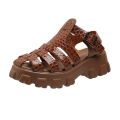 【FOOT SOFA】-2023 New Women's Sandals Thick Sole Hollow Roman Sandal Buckle Luxury Design Comfort White Beach Shoes Summer Sandals for Women. 
