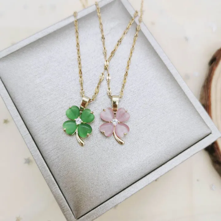 Korean%20Color%20Opal%20Four-Leaf%20Clover%20Titanium%20Steel%20Necklace%20Female%20Temperament%20Sweet%20Beauty%20Student%20Wild%20Clavicle%20Chain%20-%20Image%202