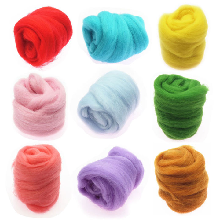50g Wool Felt Fibre 15 Colors Soft Roving Felt Fabric Toys Wool ...