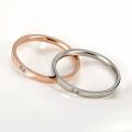 2mm Simple Titanium Steel Couple Rings Womens Wedding Band with Single Rhinestone US Size 4 5 6 7 8 9 10. 
