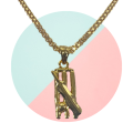 Gold Plated chein 2MM Bismark Chain with Beautiful cricket pendant for women girl and men, boys. 