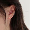 3Pcs Set Women Fashion Elegant Minimalist Zircon Ear Clips / Ladies Bohemia Rhinestone Hoop Earrings. 