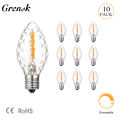 Retro C7 Candle Led Bulb E12 Base Mini Lamp Clear Glass 0.5w 2700k Warm White Chandelier Pendant String Light Replacement Bulbs. 