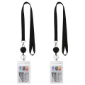 Black Transparent ID Tag Credit Card Holder Working Permit Case Work Card Sleeve Badge Lanyard. 
