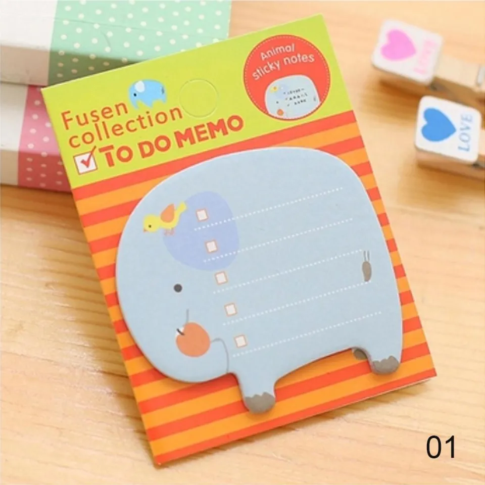 Colorful Cartoon Sticky Notes Cute Animal Style Memo 20 Sheets Student Office Supplies