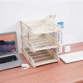 New Three-Layer File Rack Vertical Plastic A4 File Tray Stackable File Storage Rack for Home Office School. 
