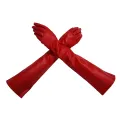 Kqueebee Pair of Stylish Red Solid Color PU Leather Long Gloves For Women. 