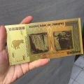 Room decoration ZIMBABWE Black Gold Foil 100 Trillion Commemorative Dollars Banknotes DFGGT. 