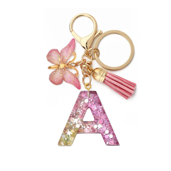 Unique%20Keychains%20For%20Women%20Handbag%20Accessories%20Personalized%20Key%20Chains%20Alphabet%20Keychain%20Butterfly%20Tassel%20Pendant%20-%20Image%202
