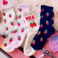 Women Socks Korea Kawaii Design Strawberry Milk Cow Harajuku Funny Sweet Cotton Happy Socks Women Novelty Girls Christmas Gifts. 