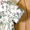 PatPat Baby Girl Clothes All Over Rabbit Print Solid Ribbed Short-sleeve Dress. 