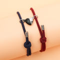 2Pcs/Set Lovers Heart Couple Magnetic Distance Bracelet -Matching Friendship Bracelet -Rope Braided Kit Valentine's Day Jewelry. 