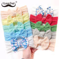 I Love Dad 5Pcs/lot Cable Knit Baby Girl Headbans Bow Soft Nylon Headband for Newborn Girls Elastic Hair Bands Turban Baby Hair Accessories. 