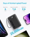 Anker Portable 20000mAh 22.5W Power Bank with Built-In USB-C Cable - A1647. 