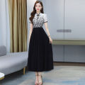 bellylady Women Cotton Cheongsam Dress Summer Short Sleeves Stand Collar A-line Skirt High Waist Large Swing Dress. 