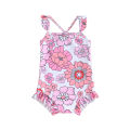 Toddler Baby Girls Swimsuit Floral Print Straps Beachwear Sleeveless Ruffles Summer Beach Bathing Suit. 