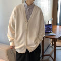 Cardigan Sweater Men's Fall Korean Trend Loose Solid Color College Style Sweater ins Fashion Brand All-Matching Coat. 