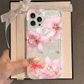 Pink lily Rose Flower Summer Phone Case for iPhone 13 11 12 14 15 16 Pro Max XR X XS 7 8 15 Plus SE Shockproof Transparent Cover. 