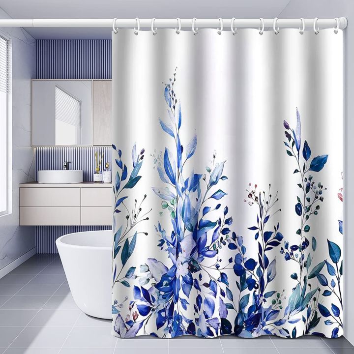 Floral Shower Curtain for Bathroom - Polyeaster, Waterproof, Durable, Washable, Quick Dry Polyester Fabric Bathroom Parda - Printed Shower Curtains with 12 Hooks 71x72 Inch, Design May Vary